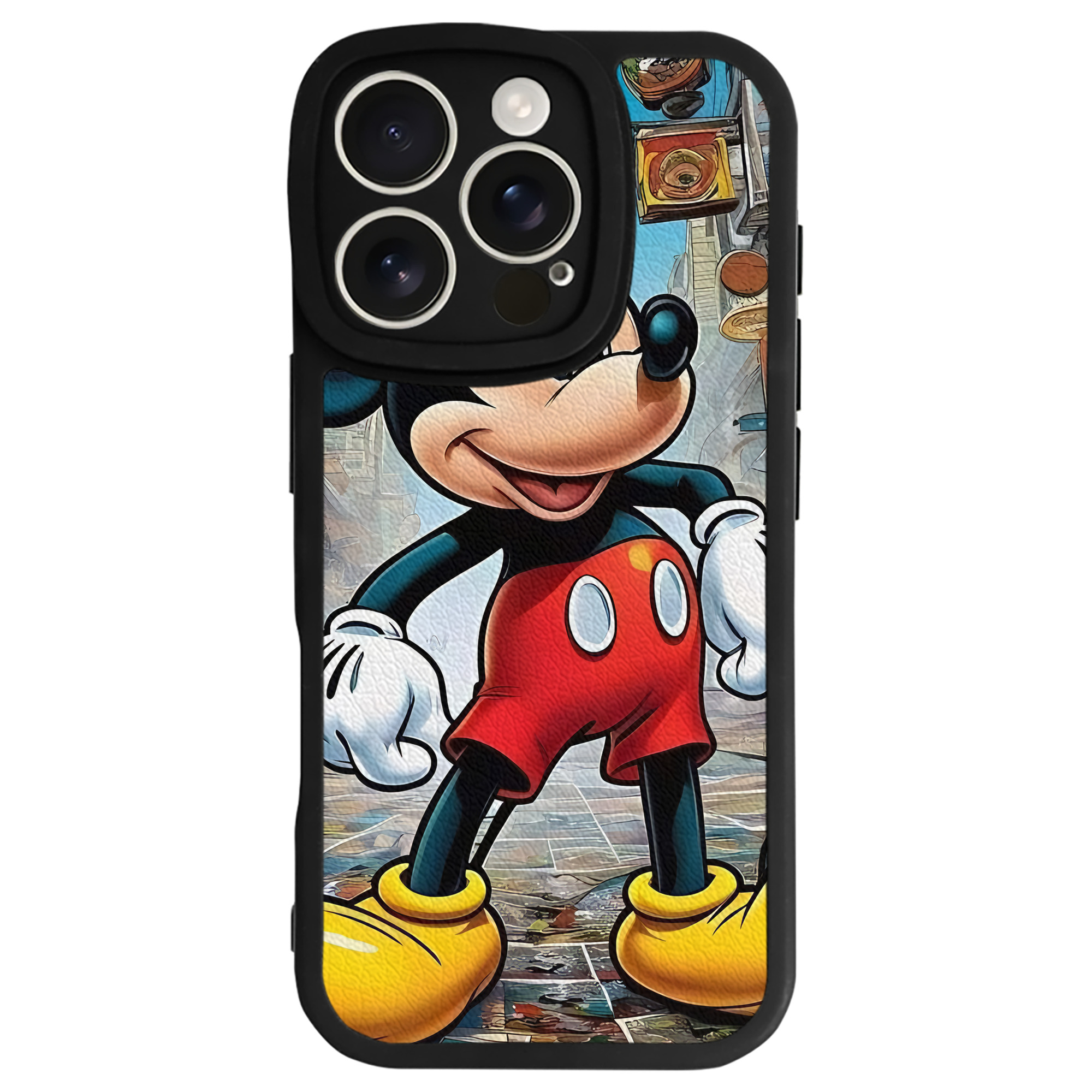 （画像用） ミッキーマウス Mickey Mouse 【iPhone 16シリーズ対応】シリコンスマホケース（レザー調） 材質：シリコン
